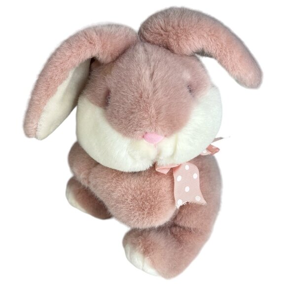 1985 Connie Cottontail Plush Bunny Rabbit 12” Pink Stuffed Animal Polka Dot Bow - Picture 3 of 10